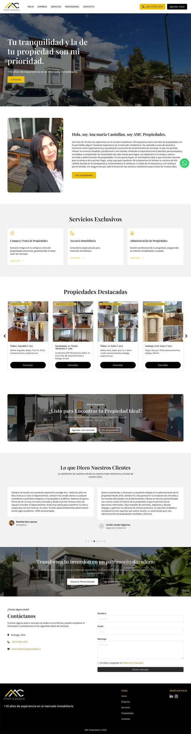 Captura del sitio AMC Propiedades