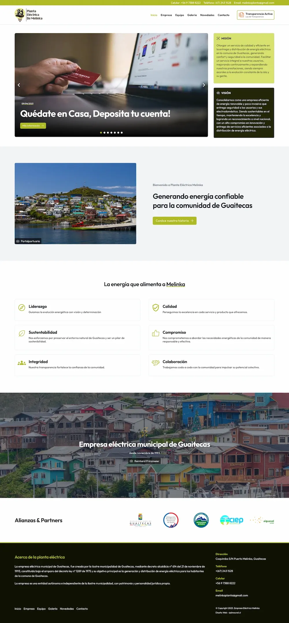 Captura del sitio Eléctrica Melinka