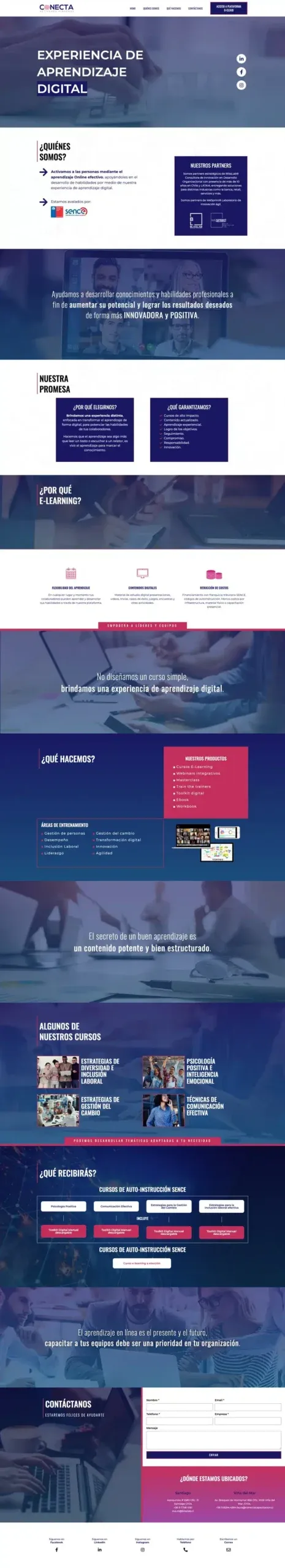Captura del sitio Conecta Capacitación