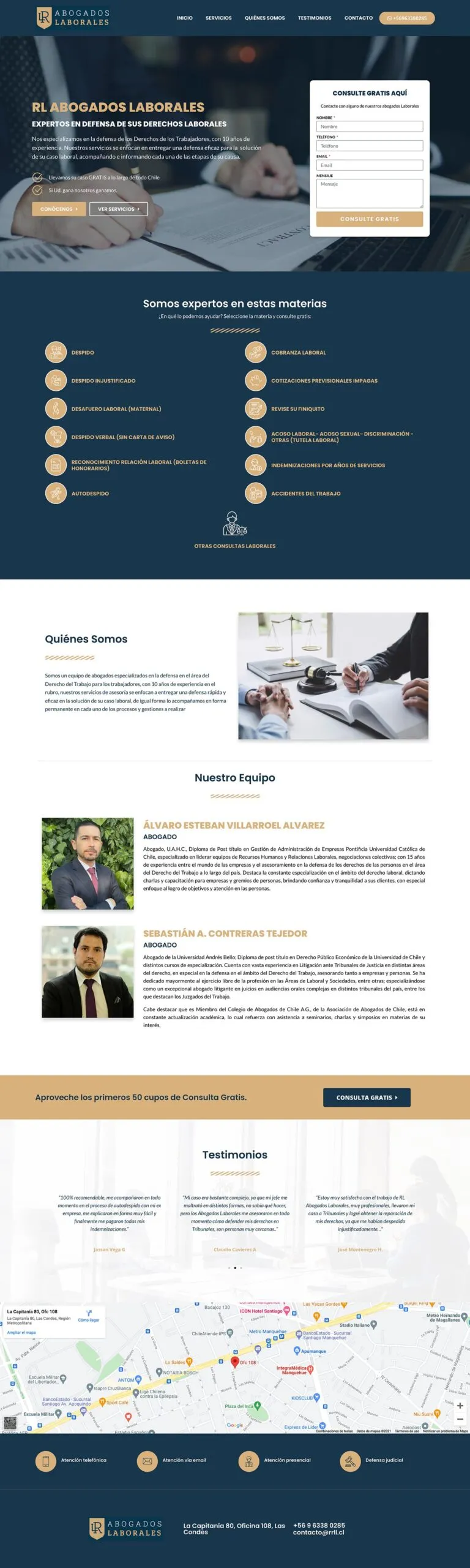 Captura del sitio RL Abogados Laborales