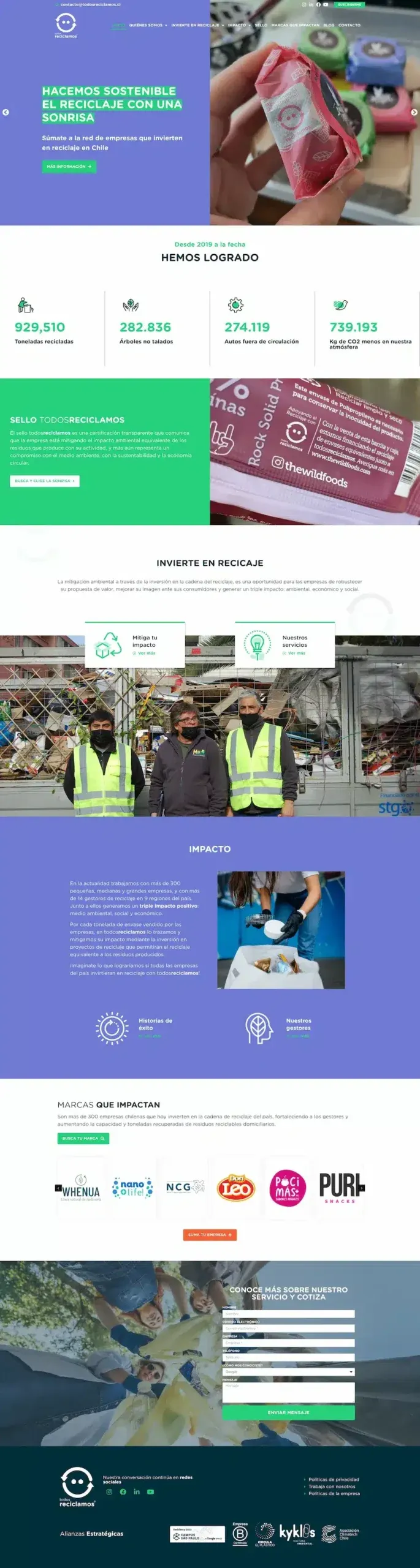 Captura del sitio Todos Reciclamos