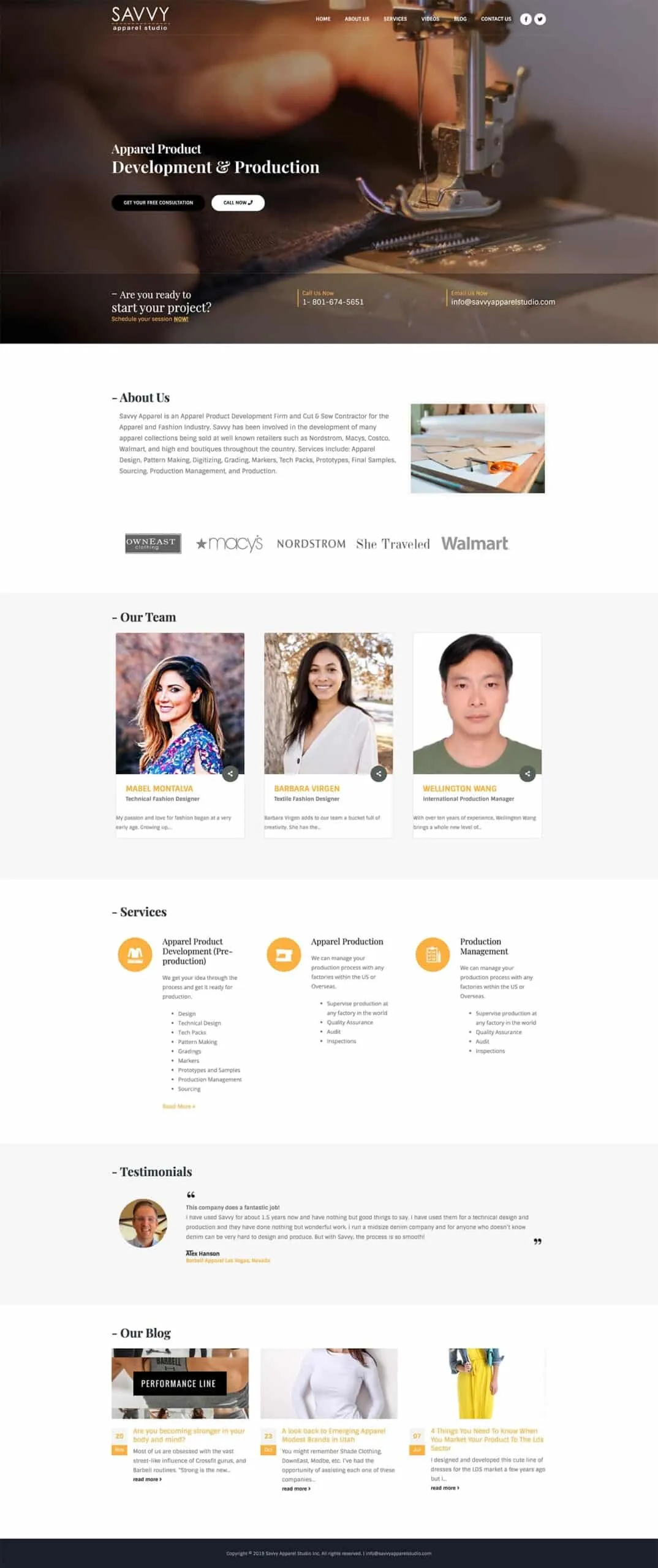 Captura del sitio Savvy Apparel Studio