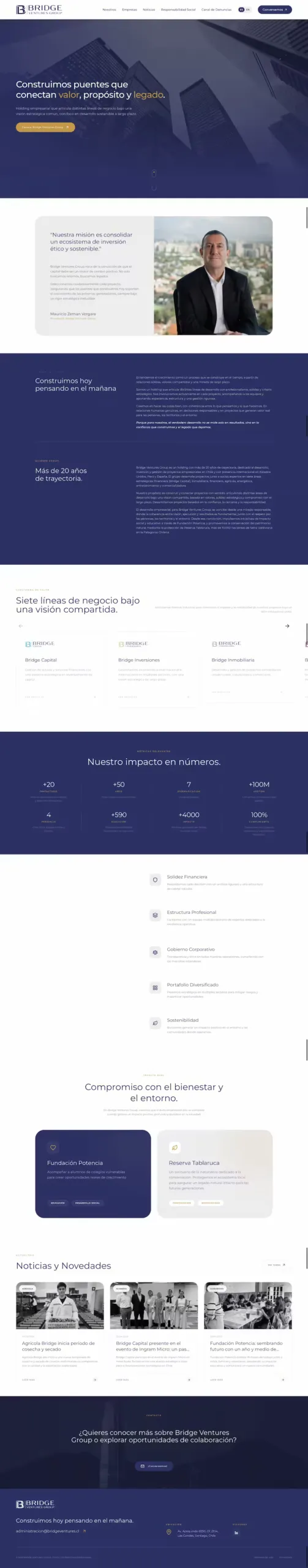 Captura del sitio Bridge Ventures