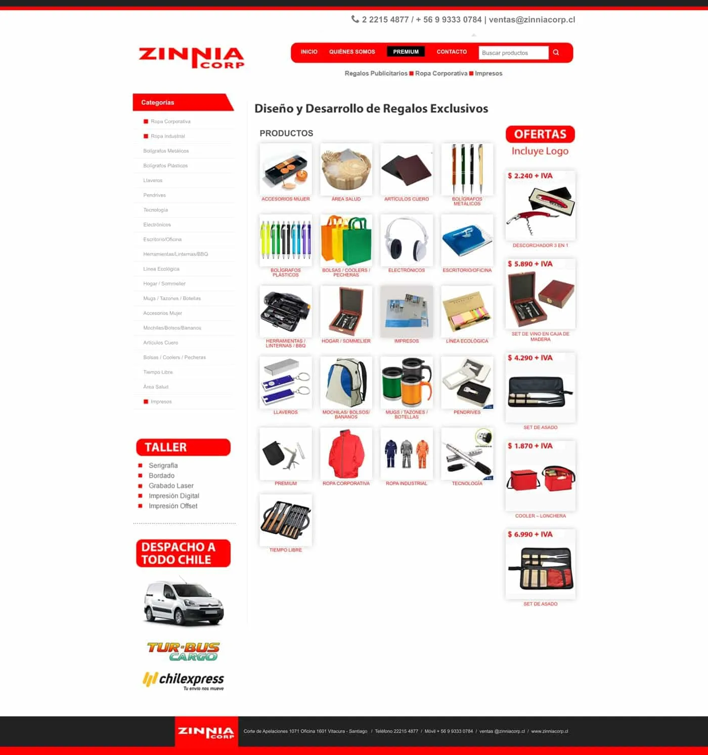 Captura del sitio Zinniacorp